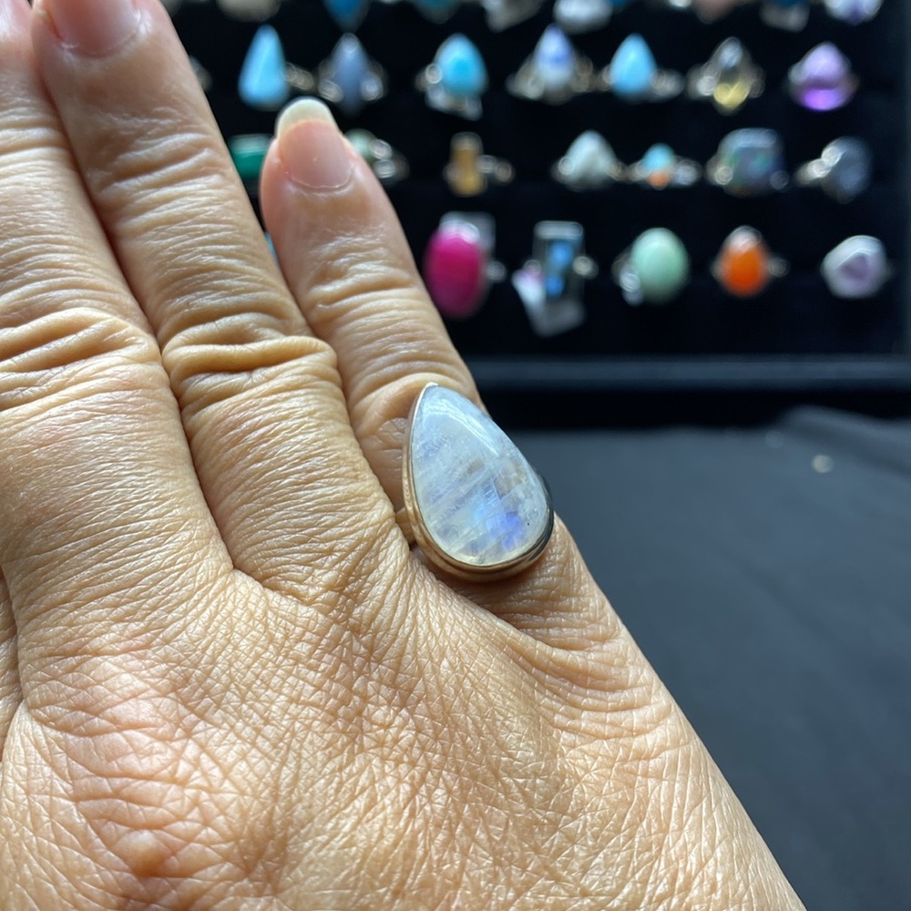 Moonstone Ring In Solid Sterling Silver 925 Size 6 - image 2